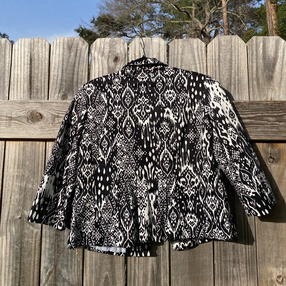 Katherine New York Black and White Women's Summer blazer crop sleeve - Sz L - Picture 8 of 11